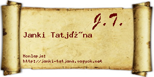 Janki Tatjána névjegykártya